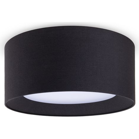 Paco Home Lámpara Techo Mesa Comedor Salón Moderna Oficina Redonda Pantalla Tela E27 Negro, Ø45cm