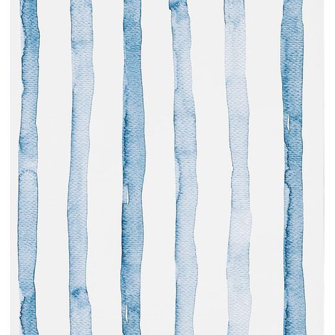 Bleu Effet de Larges Rayures Papier Peint Autocollant Blanc Peel and Stick Papier de Contact Plastique à dos Collant Film Vinyle Autocollant Mural Rouleaux pour Cuisine Lavable 44.5x600cm (1/5)