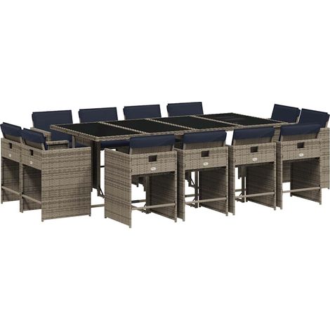 Maison Exclusive - Set da pranzo da giardino da 13 pz con Cuscini in Polyrattan Grigio (1/5)