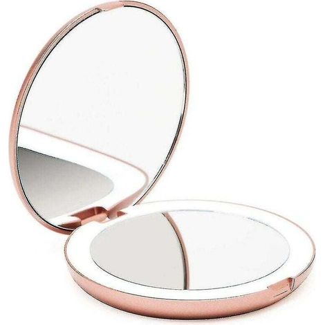 Miroir de Poche Lumineux, Grossissant 1x / 10x - Grand Miroir à Main de Maquillage avec Éclairage Naturel, 9 cm de Diamètre, Compact et Portable pour Voyage (1/4)