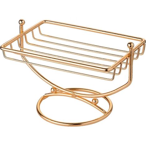 Luxuriöse goldene Seifenschale aus perforiertem Edelstahl, geeignet für Bad und Küche. (1/3)