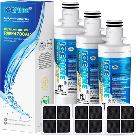 LT1000P Refrigerator Water and Air Filter Compatible with LG LT1000P, LT1000PC, MDJ64844601, Kenmore 46-9980, 9980, ADQ74793501, ADQ74793502 and LT120F Combo White, 3 pieces (1/5)