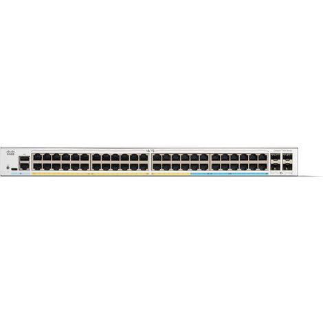 Commutatore Cisco Catalyst 1300-48FP-4G Gestibile con 48 Porte GE PoE Completo, 4 Porte SFP 1GE, Garanzia Limitata a Vita