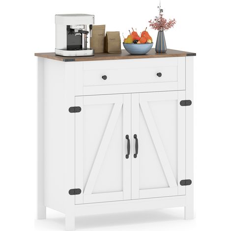 COSTWAY Farmhouse Sideboard Buffet Cabinet Kitchen Pantry Storage Cabinet-White (1/5)