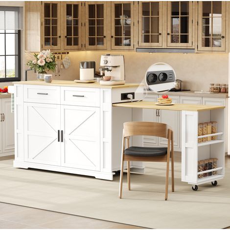 Table extensible cuisine 130x50 cm MDF blanc HAVRYA (1/5)