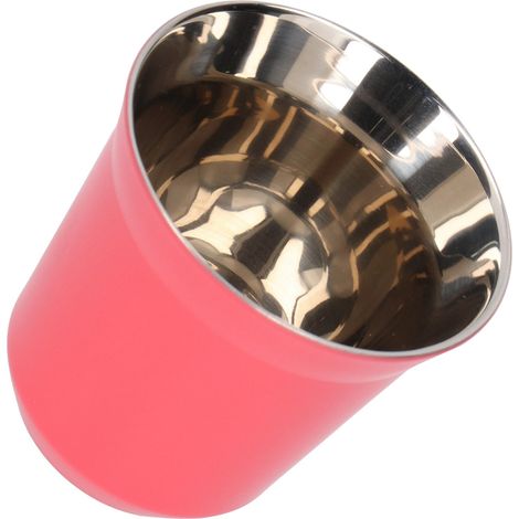 Mug à café portable en acier inoxydable 304, 80 ml, rose rouge, idéal pour le camping et les voyages. (1/5)
