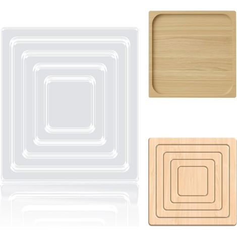 Ensemble de gabarits carrés en acrylique transparent de 24 x 24 cm pour le travail du bois - 5 tailles - Pour le traçage du bois - Outil de guidage pour bricolage et loisirs créatifs (1/5)