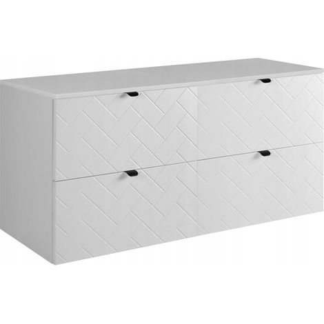 Rodan Waschbeckenunterschrank 120 cm, Weiß Matt, 46 x 120 x 62,3 cm, mit weißer Waschtischplatte, feuchtraumgeeignet, Badmöbel Unterschrank
