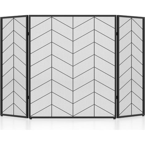 Pare-feu pliable à 3 panneaux, maille métallique, 132 x 79 cm