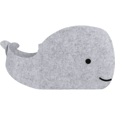 Panier de Rangement Baleine en Feutre Pliable Gris L 25x37x20cm pour Jouets Vêtements Décoration Maison (1/5)