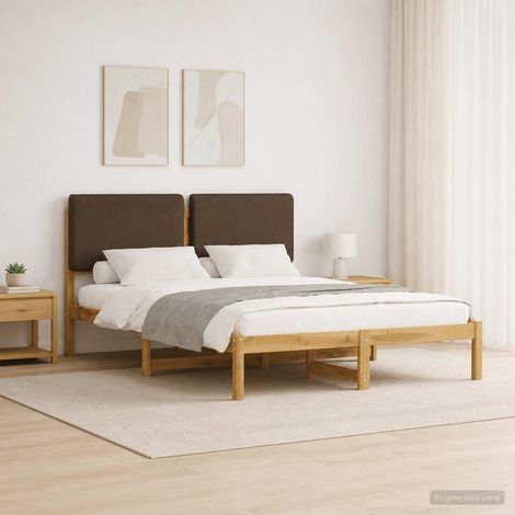 Letto con Testiera Rivestita Bianco lavato e taupe 120 x 200 cm vidaXL (1/5)