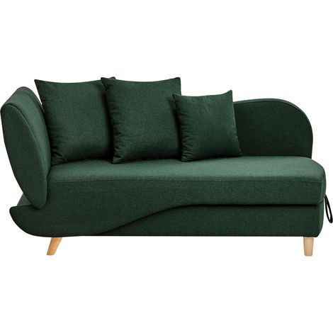 Chaise longue de tela con cojines espacio de almacenamiento izquierdo verde Meri II (1/5)