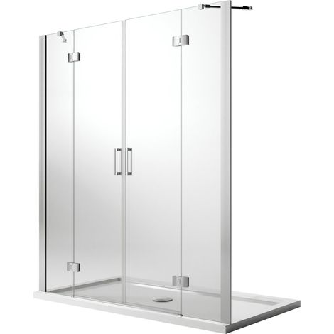 Porta doccia saloon vetro trasparente con easy-clean h 190 mod. Flip Anta + Anta 140 cm (1/5)