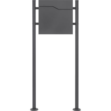 ECD Germany Cassetta Postale con Tubo per Giornali 37 x 37 x 11 cm e Supporto 55 x 120 x 9 cm in Acciaio Verniciato a Polvere Antracite Piedistallo per Cassetta delle Letere con Accessori di Montaggio