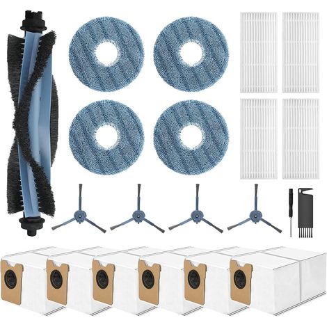 Kit D'accessoires de Remplacement pour Omni C20,1 Brosse Principale,4 Tampons en Tissu pour Balai,4 Brosses Latérales,4 Filtres HEPA,6 Sacs à Poussière,1 Outil de Nettoyage,1 Tournevis (1/4)