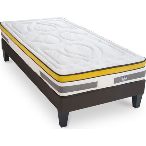 Ensemble Matelas Ressorts ensachés Aubertin - 24 cm + sommier - 80x200 cm (1/5)