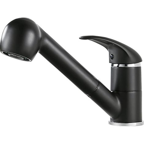 Wasserhahn Küche Küchenarmatur ausziehbar Brause 360° Drehbar Spültischarmatur Mischbatterie Einhebelmischer für Küchenspüle, Schwarz (1/5)