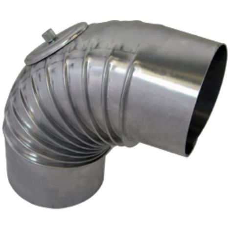 Bertrams Bogen aus Aluminium DN 80 90 Grad mit Kontrollverschluss gerippt