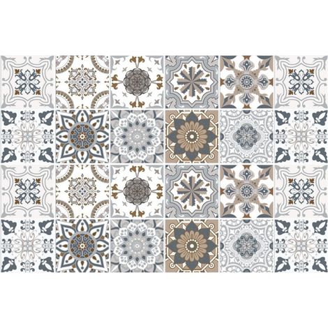 Adhesive Tiles 10x10 Industrial Style Adhesive Splashback for Kitchen Brick, 24 Pcs Wall Stickers Bathroom Kitchen Adhesive Wall Tiles with Tile Patterns PVC Tile Adhesive (1/5)