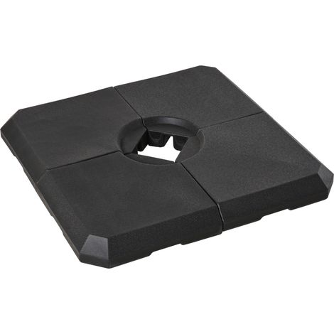 Outsunny beschwerter Sonnenschirmständer, 4-teilig, Fassungsvermögen: 80 kg Wasser oder 120 kg Sand, HDPE, Schwarz, 100 x 100 x 9,5 cm