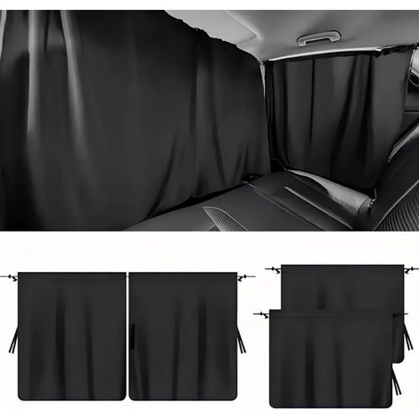 Set da 4 pezzi – Parasole per finestrini auto – Schermi per la privacy – Rimovibili – Tende divisorie – Divisori interni – Adatti a SUV e veicoli standard – Nero (1/5)