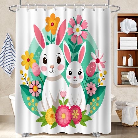 Rideau de douche imperméable en polyester 180x180 avec anneaux housse de baignoire pour idéal location saisonnière (1/5)