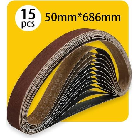 15 Bandes Abrasives 50x686mm, Oxyde D'aluminium, Grains 80-400, Pour Bois Et Métal (1/5)