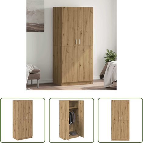 Kleiderschrank Eiche -  Kleiderschrank Artisan-Eiche 90x52x200 cm Holzwerkstoff (1/5)