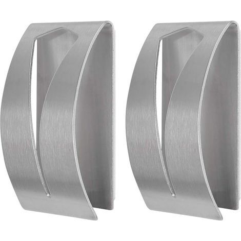 Self Adhesive Towel Rack, Coat Hook, Stainless Steel Bathroom Wall Hanging, No Drilling Required (2 Pack, Silver)