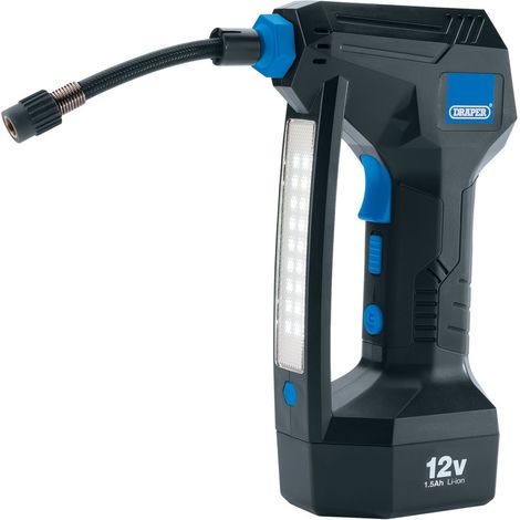 Draper 12V Cordless Portable Air Compressor – Compact, Battery-Powered Tire Inflator for Automotive and Home Use