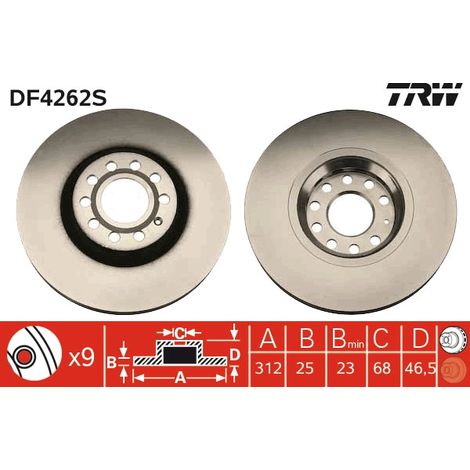 DISQUE DE FREIN AVANT DF4262S TRW (1/2)