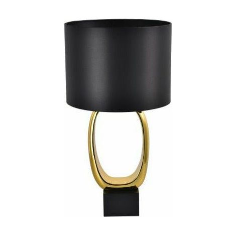 Lampe à poser dorée avec abat-jour noir satiné, luminaire de table pour ampoule E27 - PANGIVO (1/2)