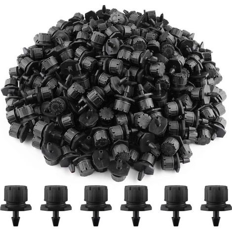 200 goutteurs d'irrigation micro réglables 1/4'' (4 mm) anti-colmatage - goutte à goutte pour jardin & pots (1/5)