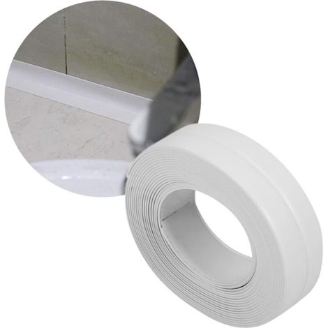 BDD Autocollant étanche anti-moisissure pour évier de salle de bain Belle bande d'étanchéité pour cuisine, salle de bain, toilettes, douche (22 mm x 3,2 m - Blanc)