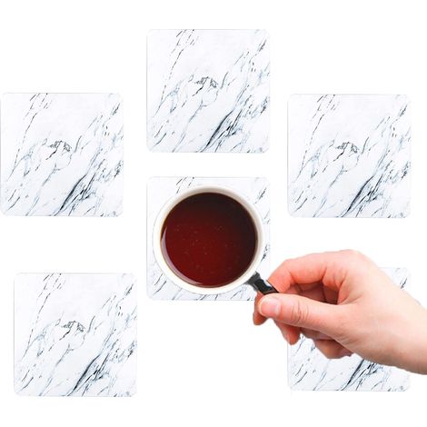 Sottobicchieri Quadrato Stampa Marmo Set 6PZ Tappetino Tazza Poggiabicchieri (1/5)