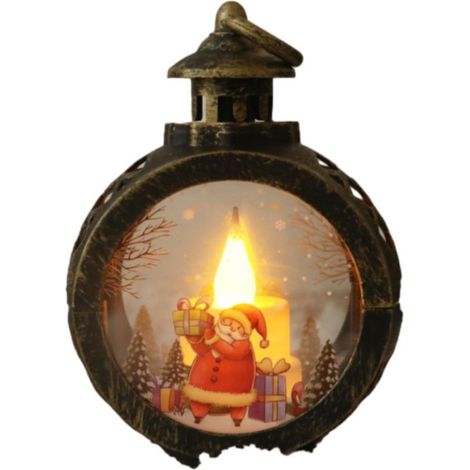 Lanterne de Noël portable décorative - Une petite veilleuse décorative de Noël avec des lumières, un ornement de bureau festif et un cadeau.