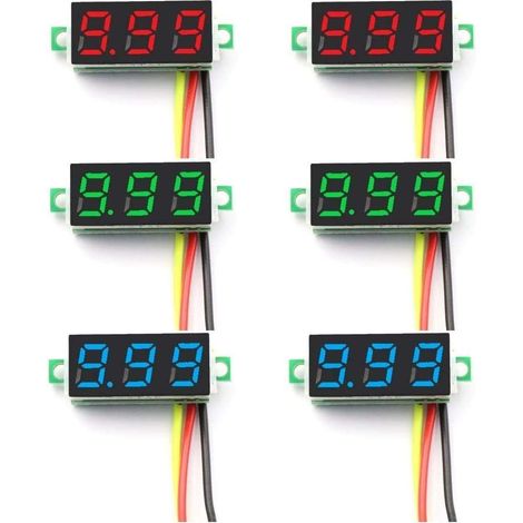 pcs Mini Digital Voltmeter DC 0-100V 0.28 inch Mini Three-Line Digital Voltmeter Voltage Tester Meter 3 Colors (1/5)
