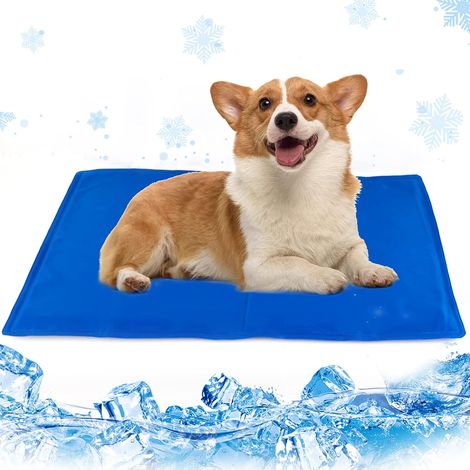 MINKUROW Colchoneta de enfriamiento para mascotas de verano para perros y gatos Gel no tóxico Fácil de transportar Fácil de limpiar Ideal para viajes en el hogar 66 x 50 cm Azul (1/5)