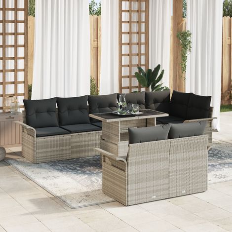 Garden Sofa Set 9 pcs Light Grey Poly Rattan vidaXL (1/5)