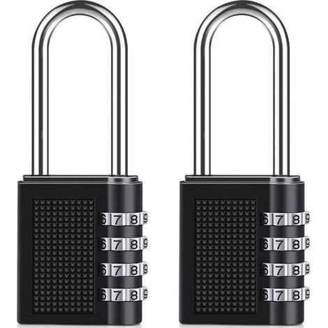 Tigrezy-Cadenas à Combinaison Manille Longue [2 Pièces], 4 Chiffres Serrure Combinée, pour Casier de Gym à L'école, Remise, Clture (Noir) (1/5)
