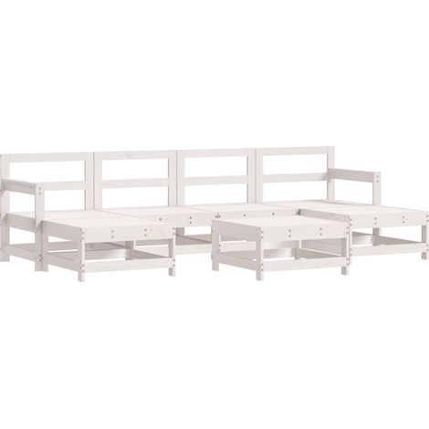 Maison Exclusive - Set Salotto da Giardino 7 pz Bianco in Legno Massello di Pino (1/5)