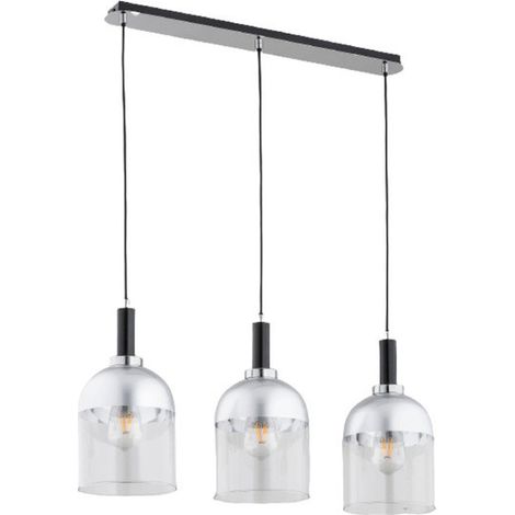 Lampadario moderno cromato lineare Vento 3 luci E27 Alfa