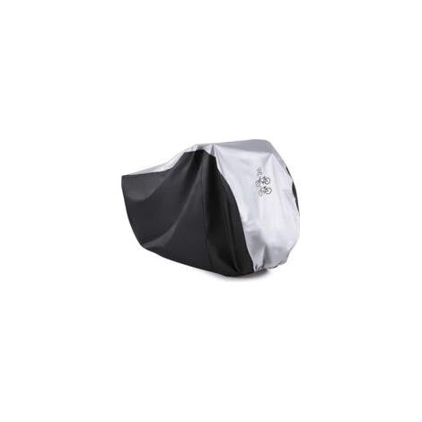 Conçue pour deux personnes, cette housse de vélo en nylon 190T peut recouvrir deux vélos et convient parfaitement aux vélos et scooters. Elle est imperméable, anti-fourmis et résistante aux UV. (1/2)