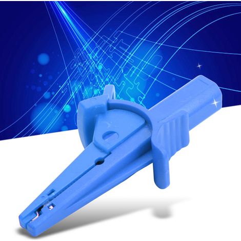 J.60041 Sicherheitsprüfklemme, Krokodilklemme mit 4 mm Schutzbananenstecker am Ende, Stromprüfklemme, blau. (1/5)