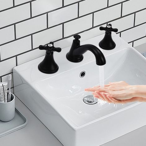 3-Loch-Badewasserhahn Wasserhahn Tischplatte Waschtisch-Mischbatterie Armatur (1/5)