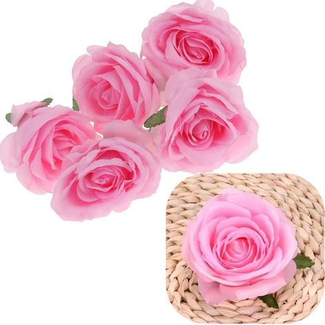 Fiori artificiali a forma di rosa per composizioni decorative, 5 pezzi - Rosa (1/4)