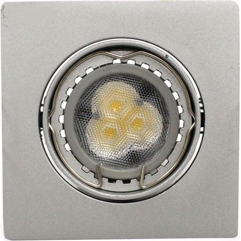 Spot LED encastré GU10 6W carré inclinable en acier