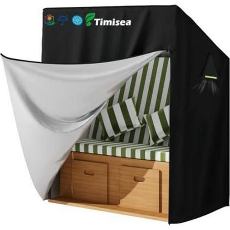 Strandkorb Schutzhülle 2-Sitzer winterfest 120x90x155cm Oxford mit Zugband (1/5)