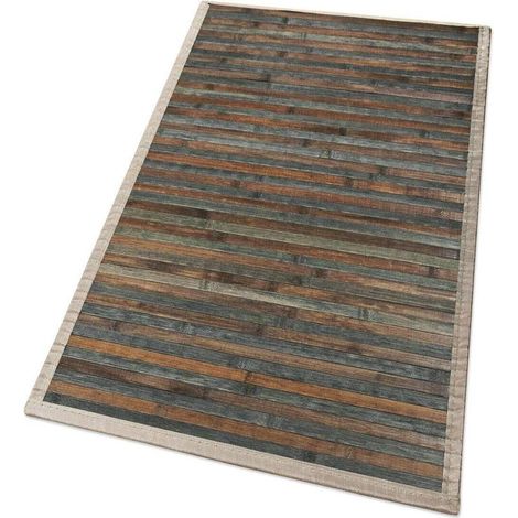 Tapis en Bois de Bambou Cuisine Salle de Bain Chambre Anti-dérapant Petit Déjeuner Napperon Gris Tourterelle - 50x270 cm (1/4)