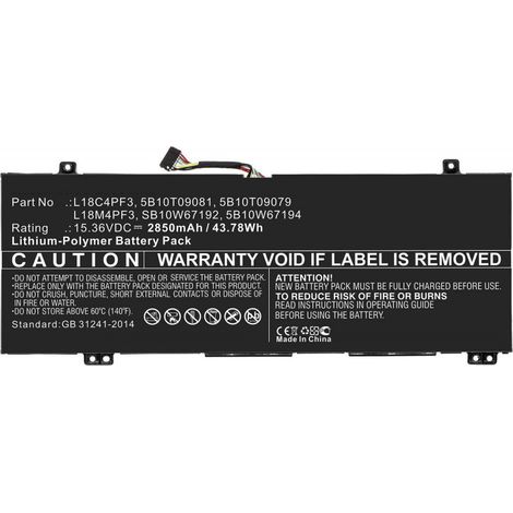 CoreParts Laptop Battery for Lenovo 43.78Wh Li-ion 15.36V 2850mAh , 5B10T09079, 5B10T09081, 5B10W67194, (43.78Wh Li-ion 15.36V 2850mAh Black for Lenovo Notebook, Laptop IdeaPad C340-14API, Ideapad C34